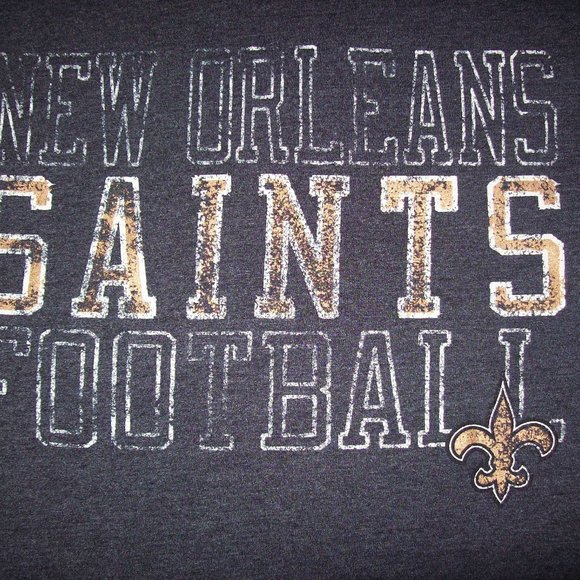 New Orleans Saints Men's 3X T-Shirt w Faded Screened Logo & Lettering DARK GRAY - Picture 6 of 6